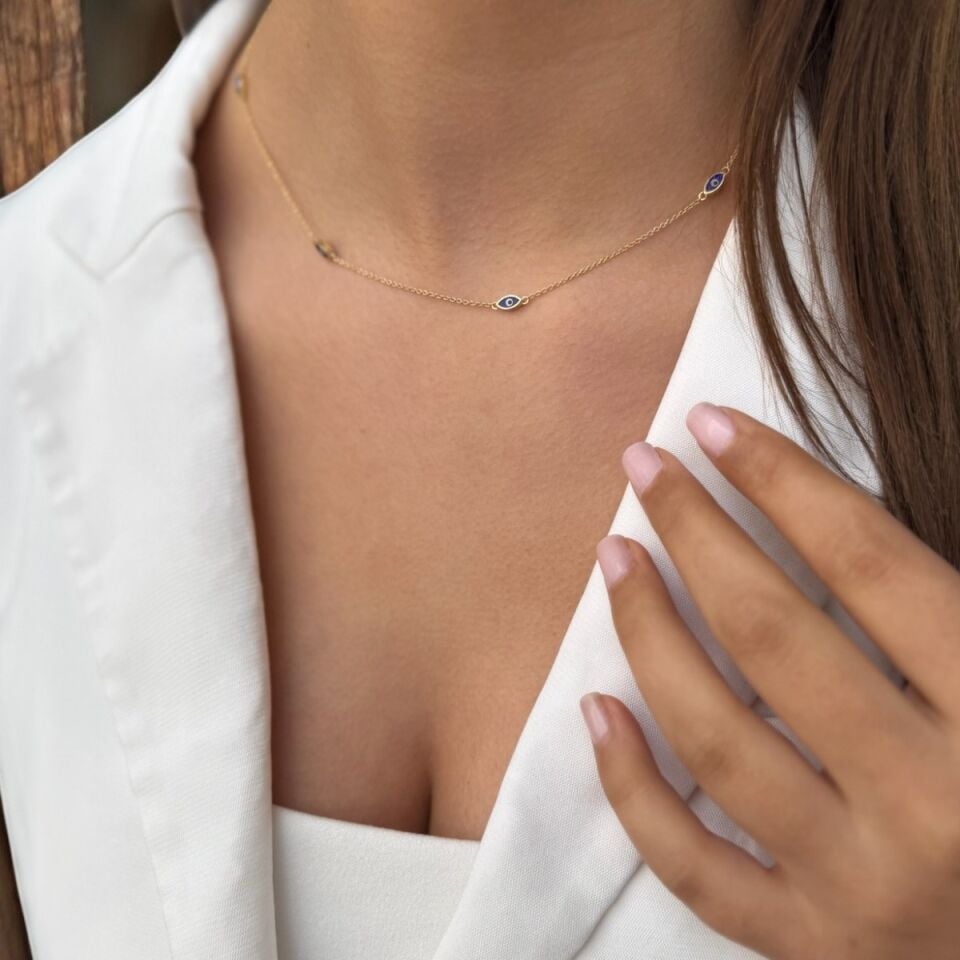 14 Ayar Mineli Göz Altın Kolye