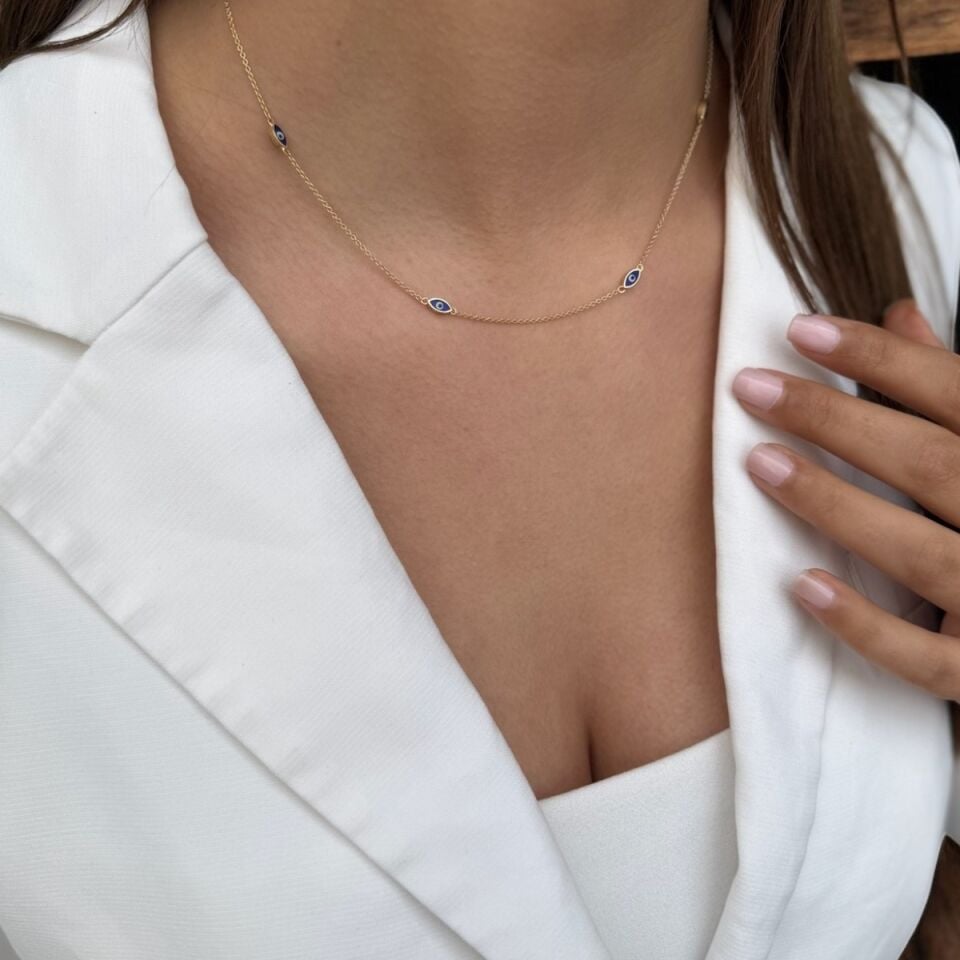 14 Ayar Mineli Göz Altın Kolye