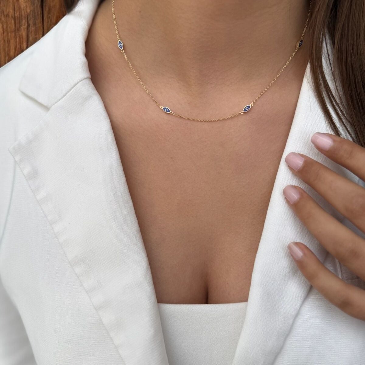 14 Ayar Mineli Göz Altın Kolye