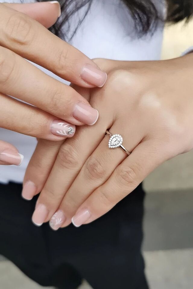 14 AYAR 0,13 CT G BAGET PIRLANTA TAŞLI DAMLA YÜZÜK 15