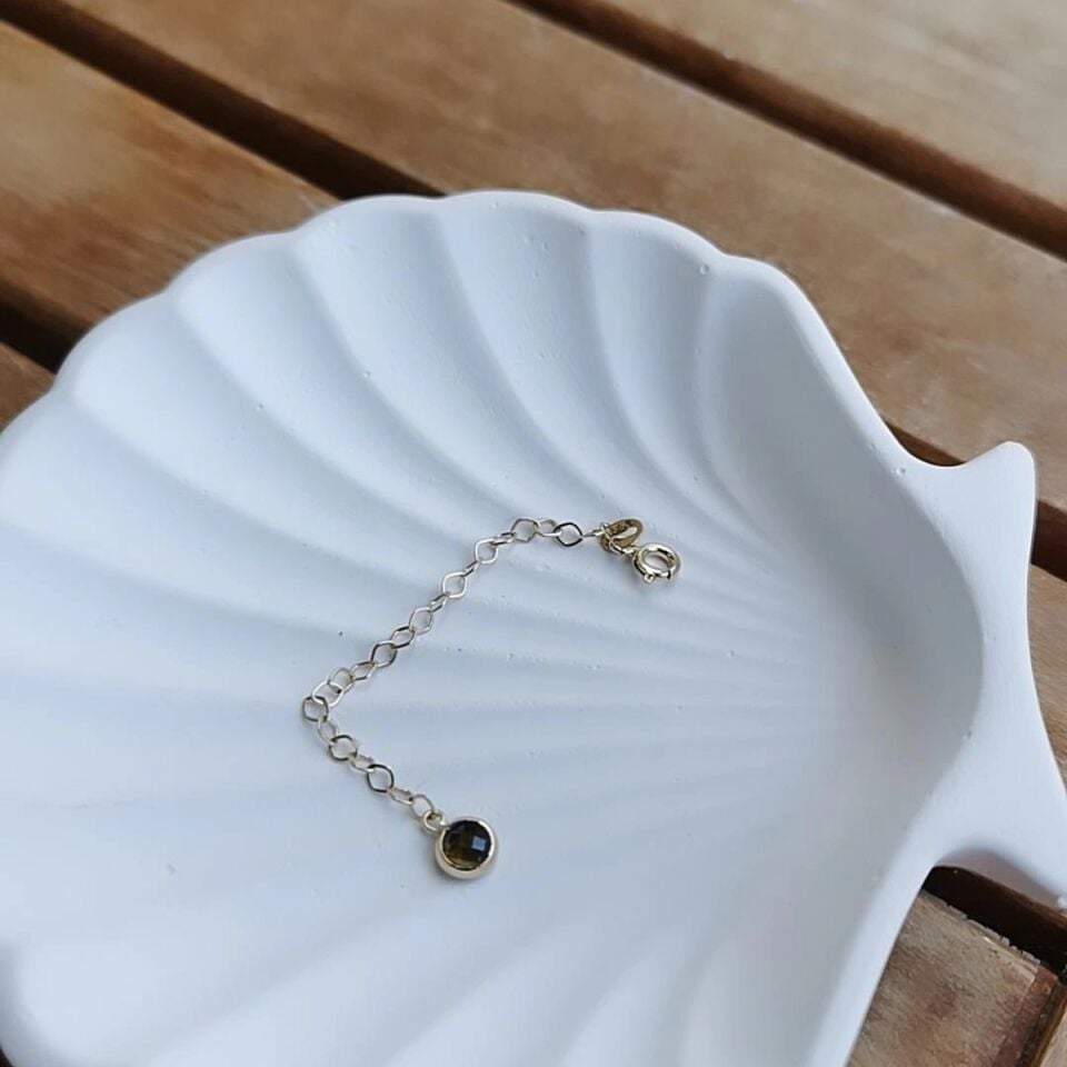 14 AYAR SMOKY AGAT TAŞLI KOLYE UZATMA ZİNCİRİ