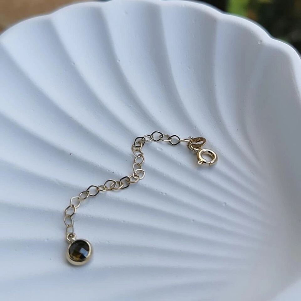 14 AYAR SMOKY AGAT TAŞLI KOLYE UZATMA ZİNCİRİ