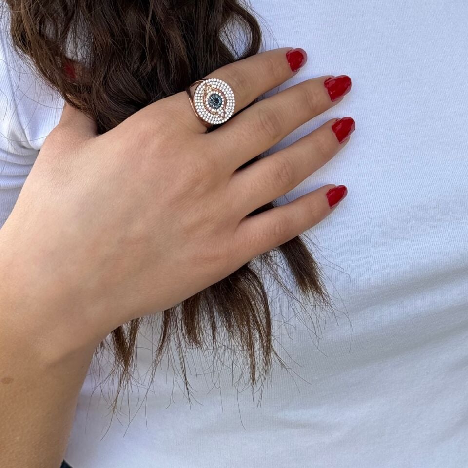 925 AYAR ROSE RENGİ GÖZ YÜZÜK