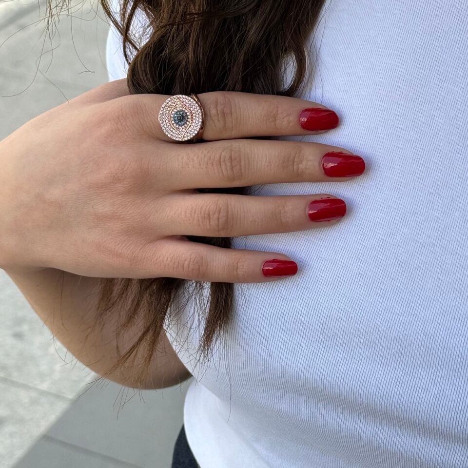 925 AYAR ROSE RENGİ GÖZ YÜZÜK