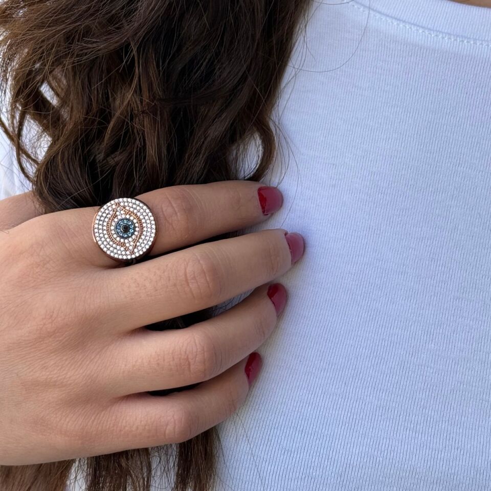 925 AYAR ROSE RENGİ GÖZ YÜZÜK