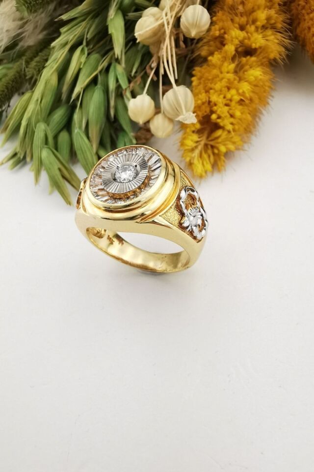 14 Ayar Özel Tasarım Italyan Model Akrep Figürlü Altın Erkek Yüzük 25