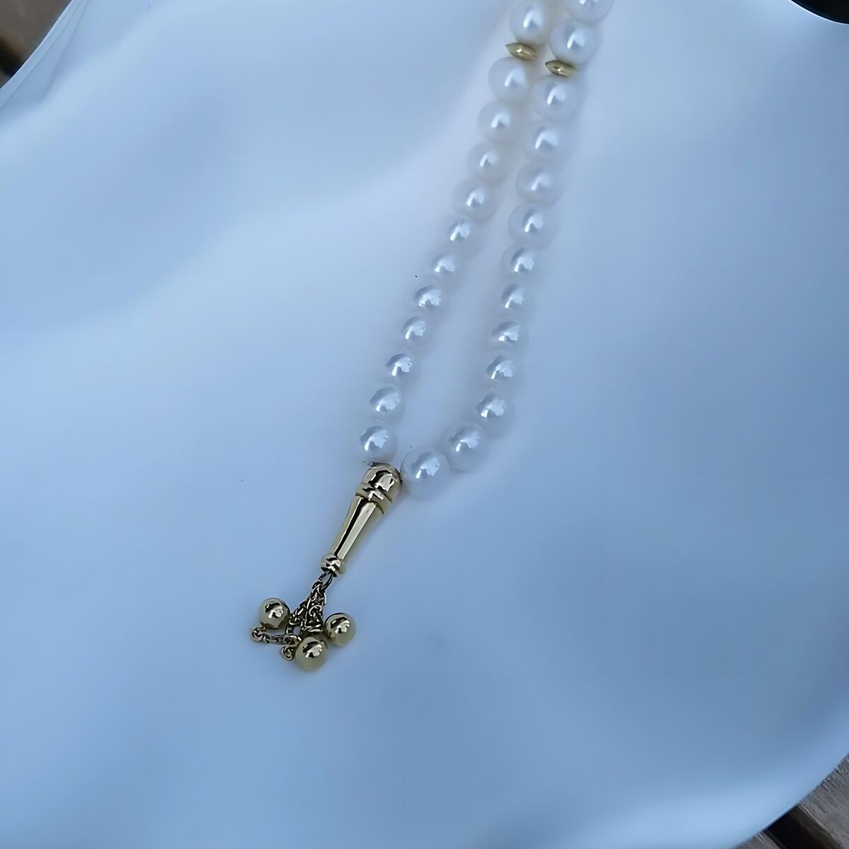 14 AYAR İNCİ TAŞLI  ALTIN TESBİH