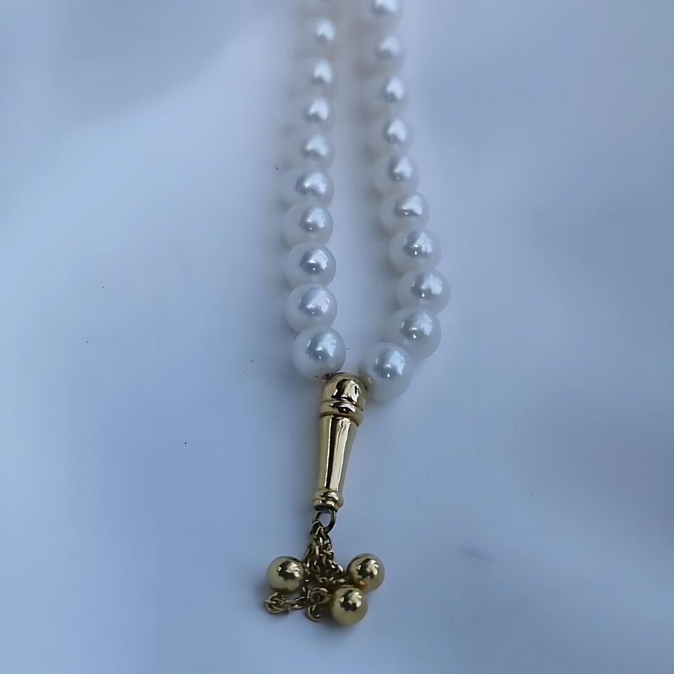 14 AYAR İNCİ TAŞLI  ALTIN TESBİH