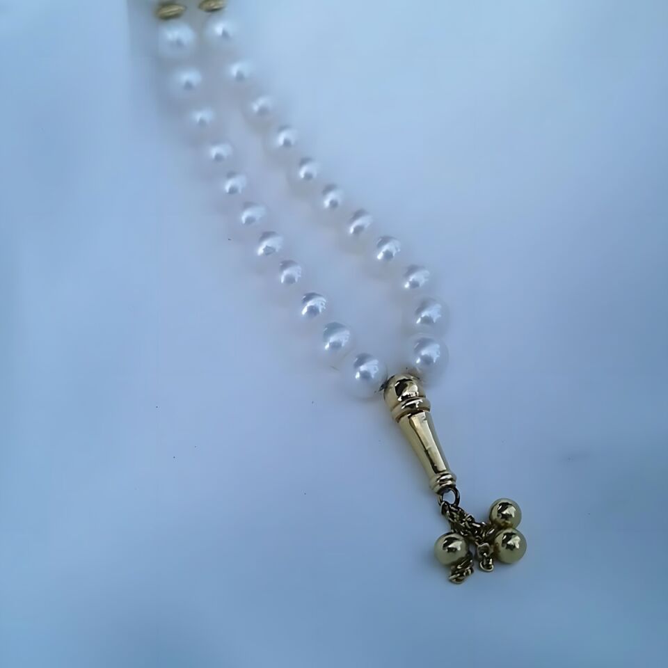 14 AYAR İNCİ TAŞLI  ALTIN TESBİH