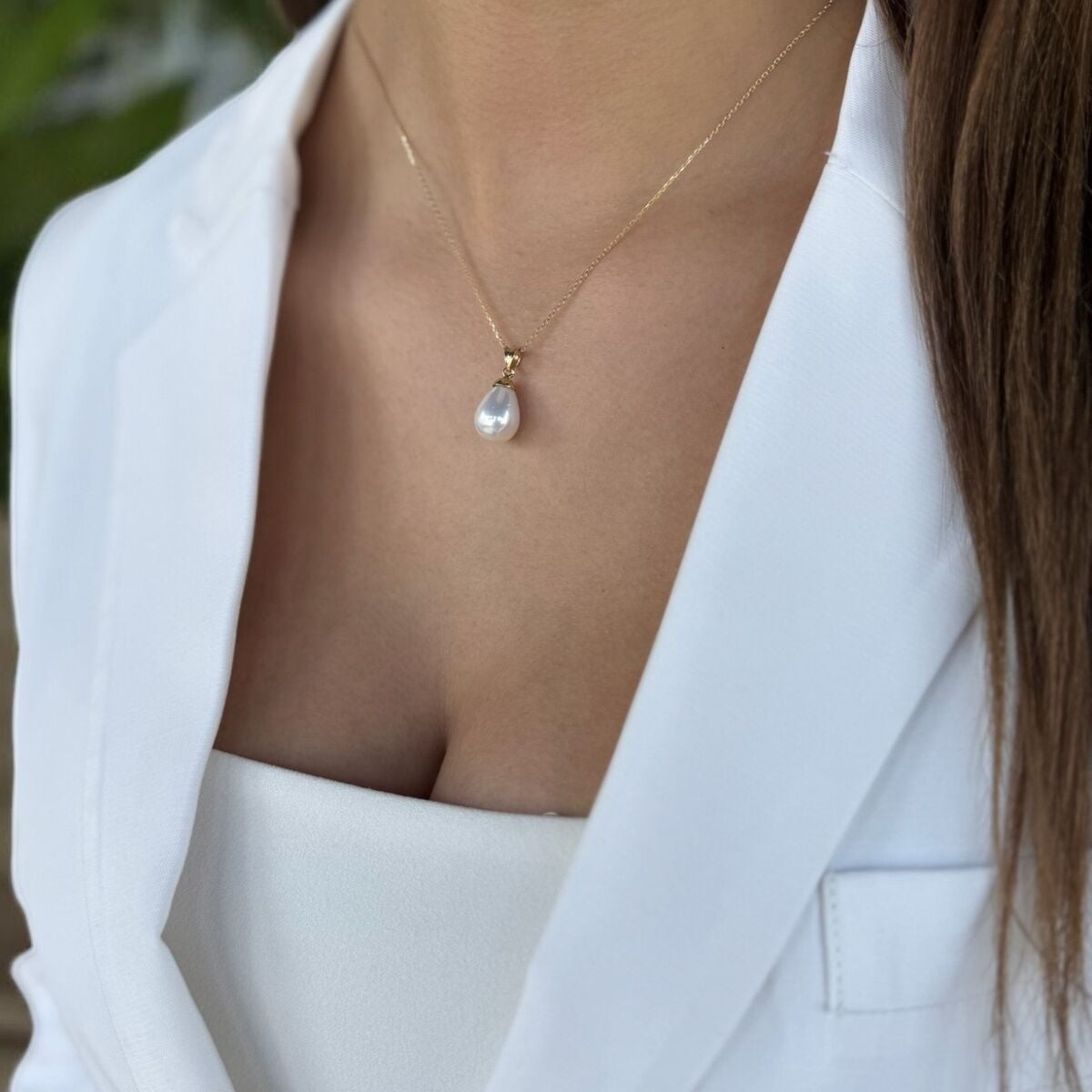 14 AYAR DAMLA İNCİ ALTIN KOLYE