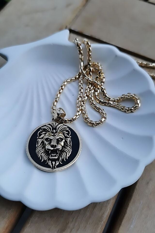 14 AYAR ASLAN FİGÜRLÜ İTALYAN ALTIN KOLYE