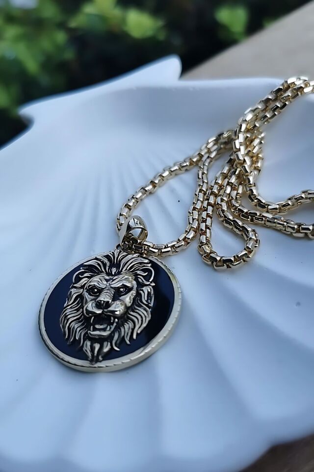 14 AYAR ASLAN FİGÜRLÜ İTALYAN ALTIN KOLYE