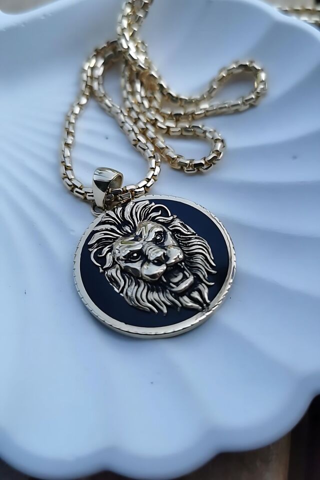 14 AYAR ASLAN FİGÜRLÜ İTALYAN ALTIN KOLYE