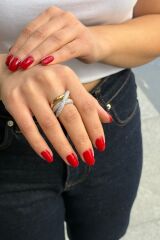 925 AYAR ALTIN RENGİ ÜZERİ PIRLANTA GÖRÜNÜMLÜ SARMAL TAŞLI İTALYAN GÜMÜŞ YÜZÜK 17