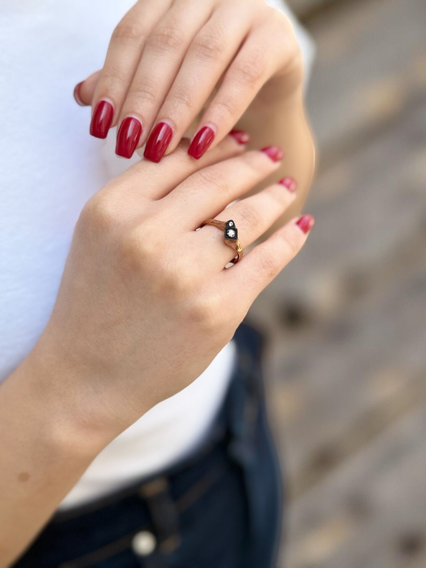 Düet Model Çift Taşlı Elmas Yüzük 12