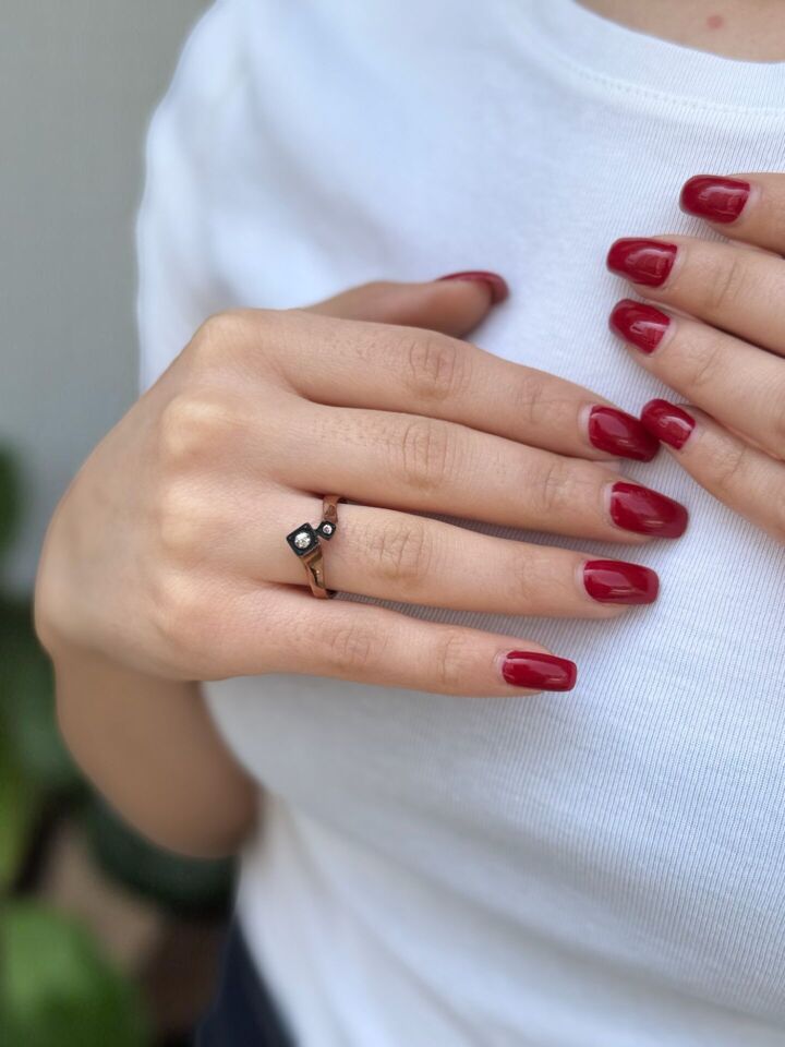 Düet Model Çift Taşlı Elmas Yüzük 15