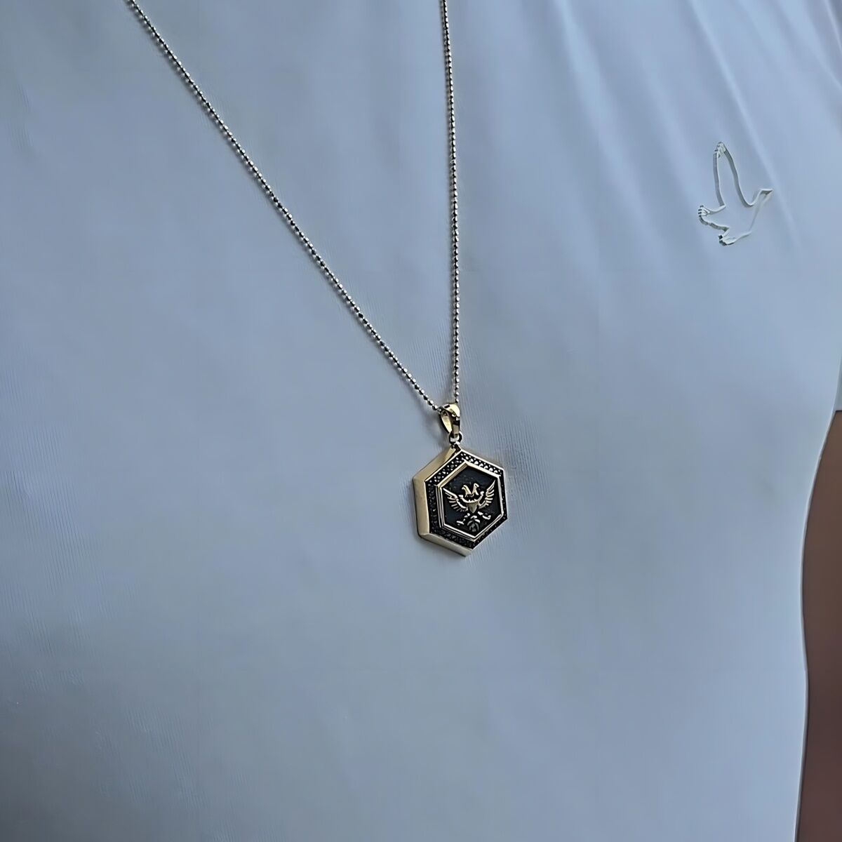 14 AYAR ÖZEL TASARIM İTALYAN TOPTOP ZİNCİRLİ ÇİFT BAŞLI KARTAL KOLYE UÇLU ALTIN KOLYE