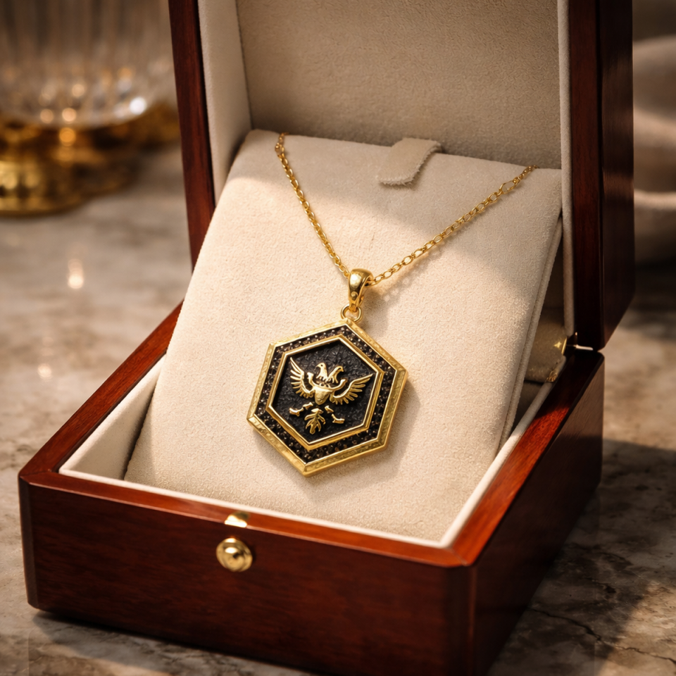 14 AYAR ÖZEL TASARIM İTALYAN TOPTOP ZİNCİRLİ ÇİFT BAŞLI KARTAL KOLYE UÇLU ALTIN KOLYE