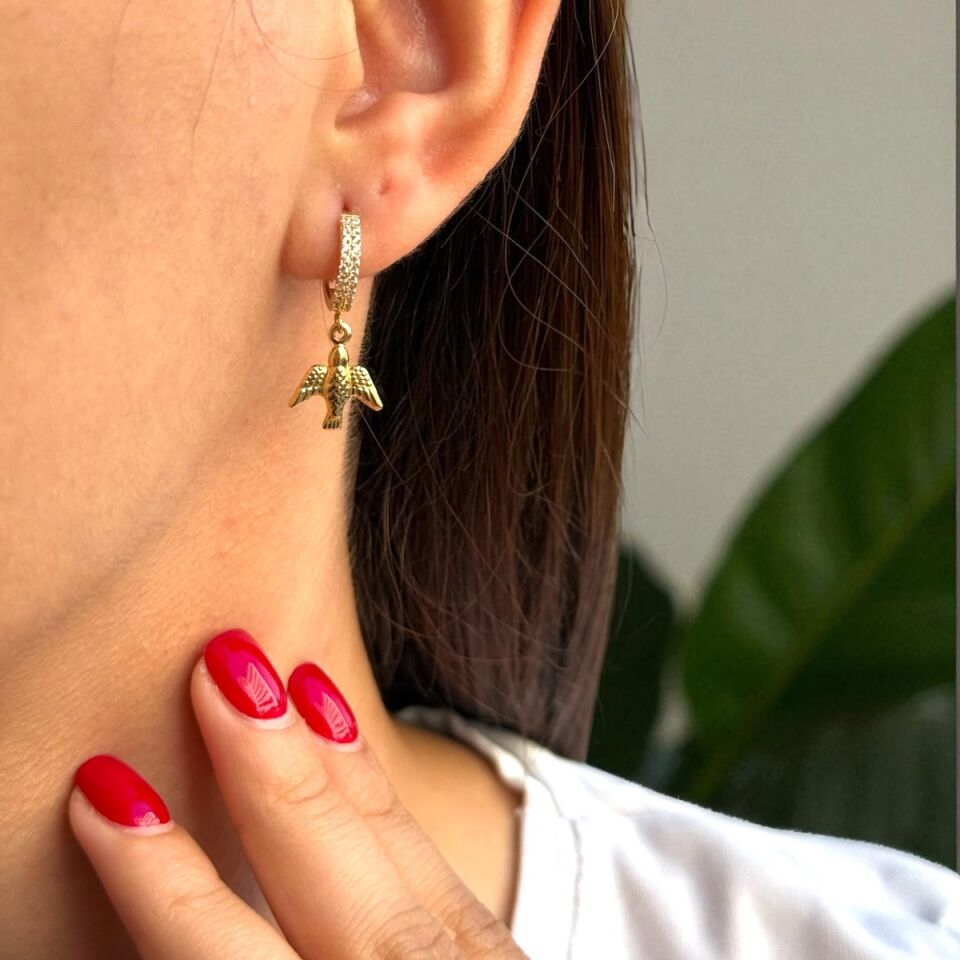 14 AYAR ANKAKUŞU SALLANTILI HALKA KÜPE