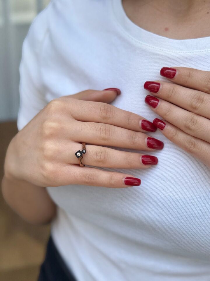 Düet Model Çift Taşlı Elmas Yüzük 18