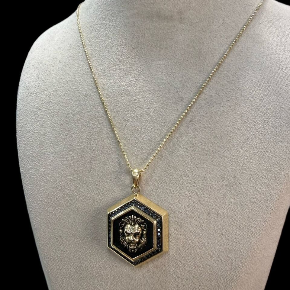 14 AYAR ÖZEL TASARIM İTALYAN TOPTOP ZİNCİRLİ ASLAN FİGÜRÜ KOLYE UÇLU ALTIN KOLYE