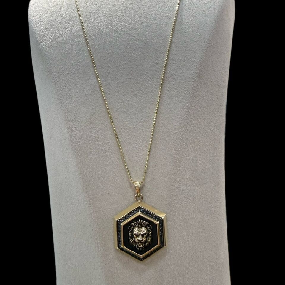 14 AYAR ÖZEL TASARIM İTALYAN TOPTOP ZİNCİRLİ ASLAN FİGÜRÜ KOLYE UÇLU ALTIN KOLYE