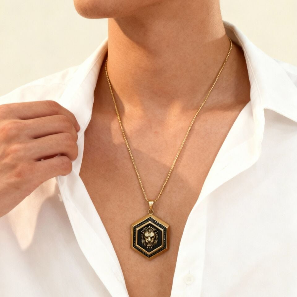 14 AYAR ÖZEL TASARIM İTALYAN TOPTOP ZİNCİRLİ ASLAN FİGÜRÜ KOLYE UÇLU ALTIN KOLYE