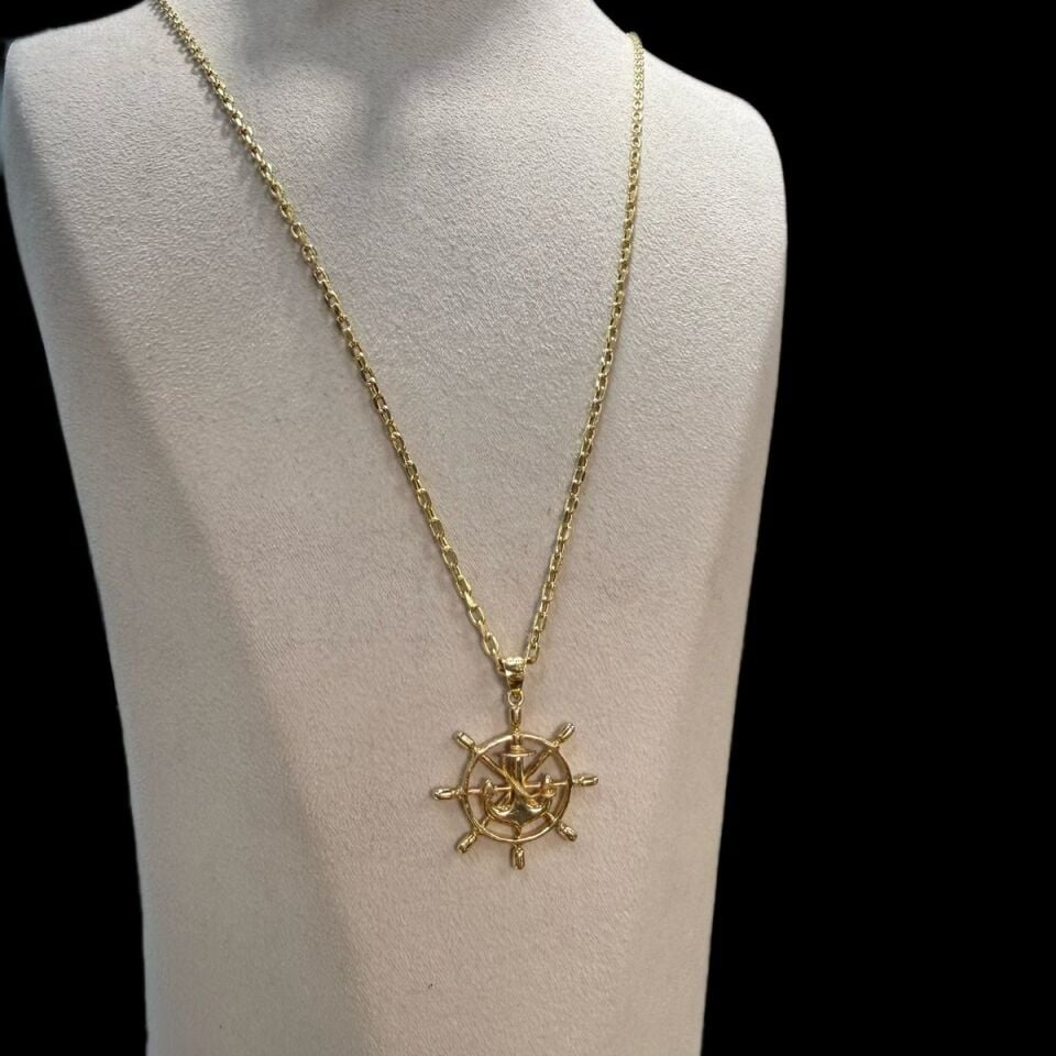 14 AYAR ÖZEL TASARIM ÇAPA DÜMEN KOLYE UÇLU ALTIN KOLYE