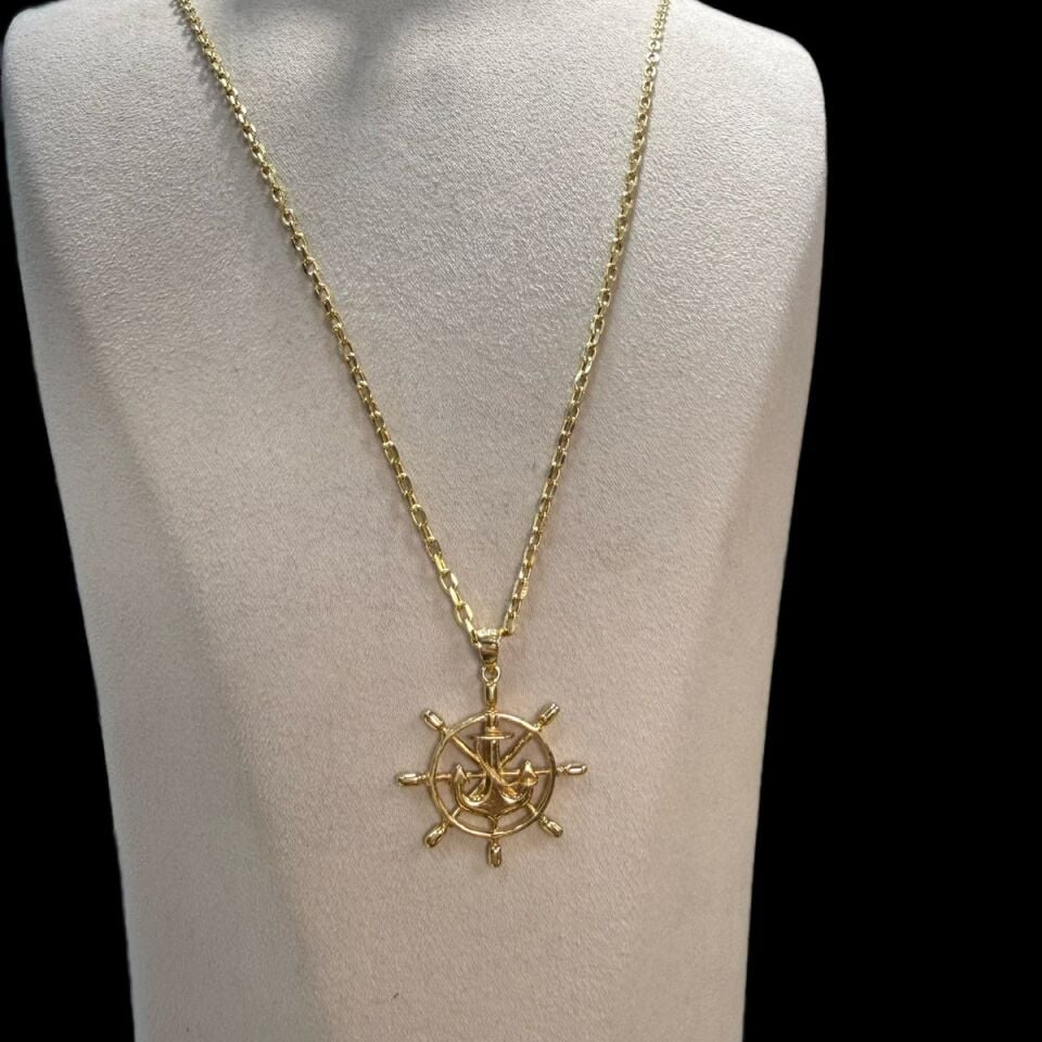 14 AYAR ÖZEL TASARIM ÇAPA DÜMEN KOLYE UÇLU ALTIN KOLYE