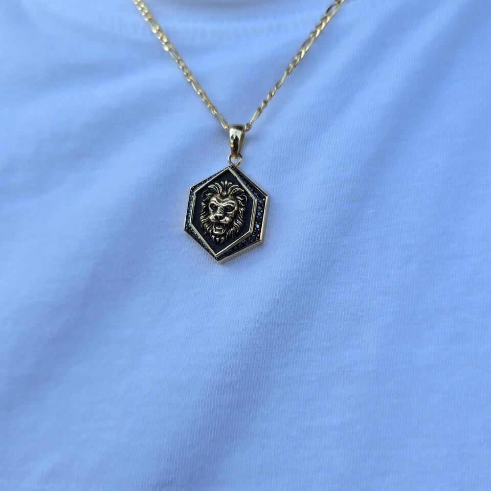 14 AYAR ÖZEL TASARIM İTALYAN ASLAN FİGÜRÜ KOLYE UÇLU ALTIN KOLYE