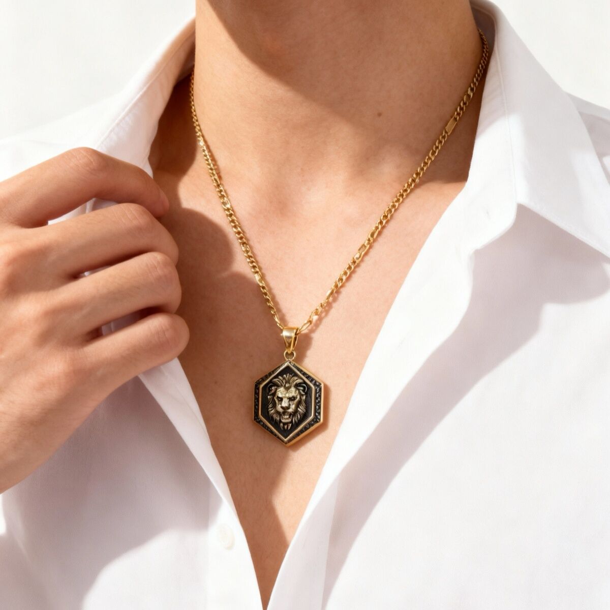 14 AYAR ÖZEL TASARIM İTALYAN ASLAN FİGÜRÜ KOLYE UÇLU ALTIN KOLYE