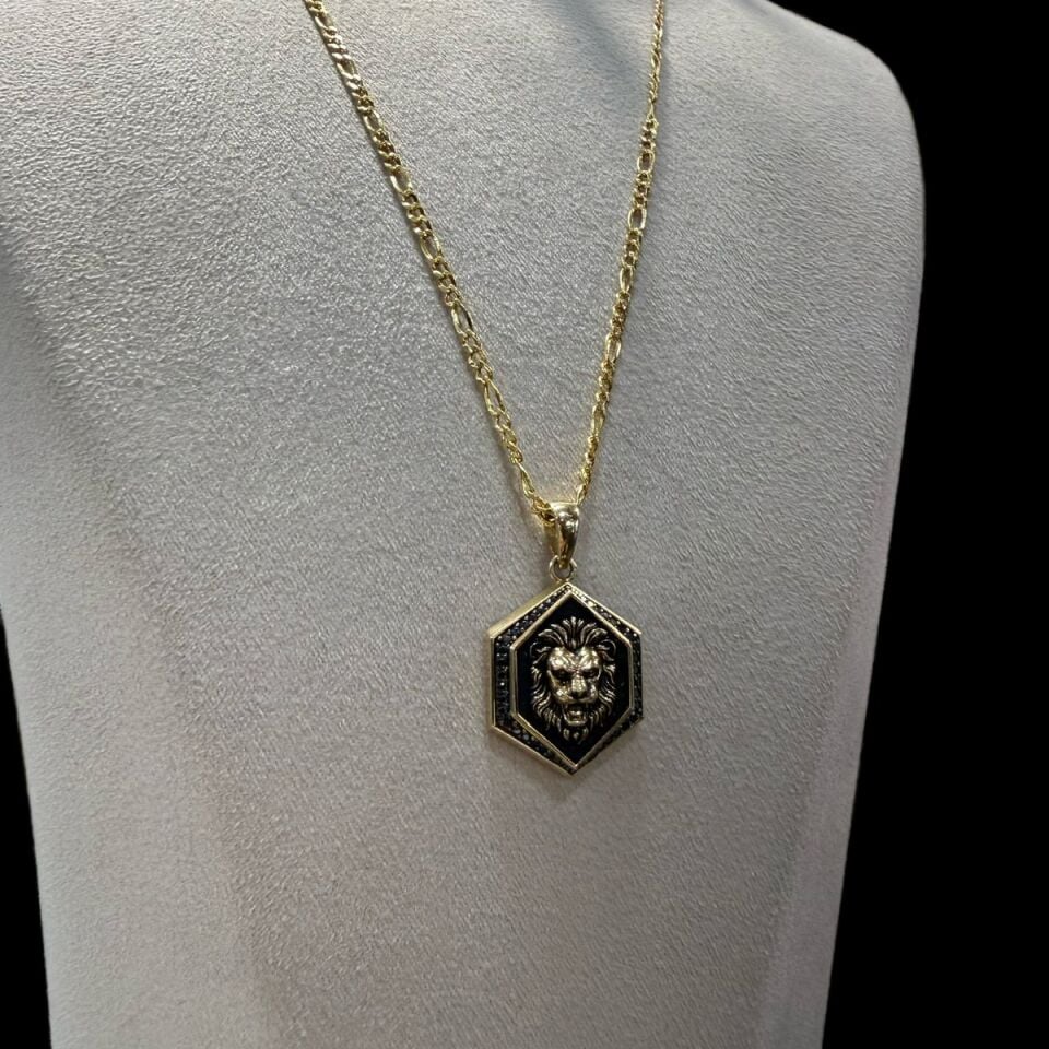 14 AYAR ÖZEL TASARIM İTALYAN ASLAN FİGÜRÜ KOLYE UÇLU ALTIN KOLYE