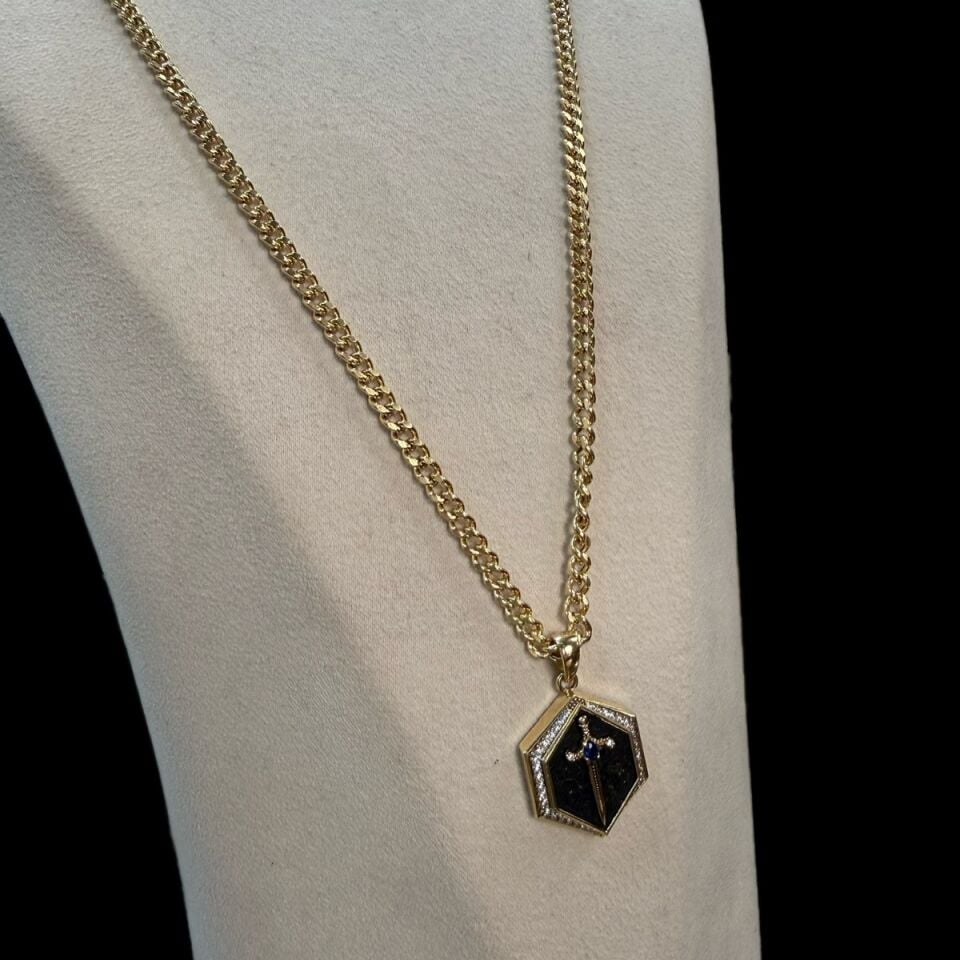 14 AYAR ÖZEL TASARIM KILIÇ TASARIM KOLYE UÇLU ALTIN KOLYE