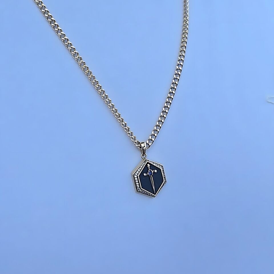 14 AYAR ÖZEL TASARIM KILIÇ TASARIM KOLYE UÇLU ALTIN KOLYE