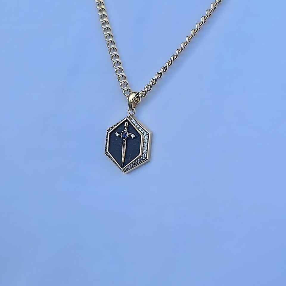 14 AYAR ÖZEL TASARIM KILIÇ TASARIM KOLYE UÇLU ALTIN KOLYE