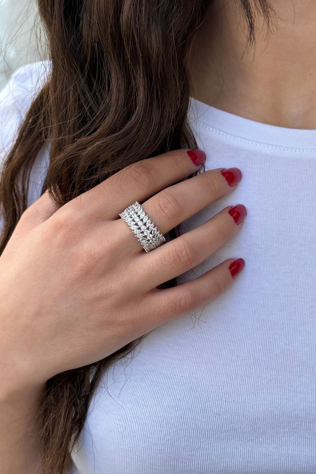 925 AYAR PIRLANTA GÖRÜNÜMLÜ İTALYAN GÜMÜŞ YÜZÜK 17