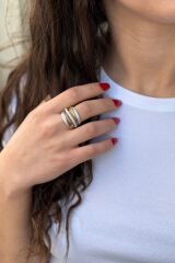 925 AYAR PIRLANTA GÖRÜNÜMLÜ İTALYAN GÜMÜŞ SARMAL YÜZÜK 15