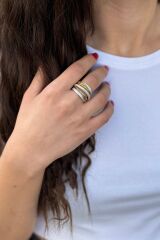 925 AYAR PIRLANTA GÖRÜNÜMLÜ İTALYAN GÜMÜŞ SARMAL YÜZÜK 16