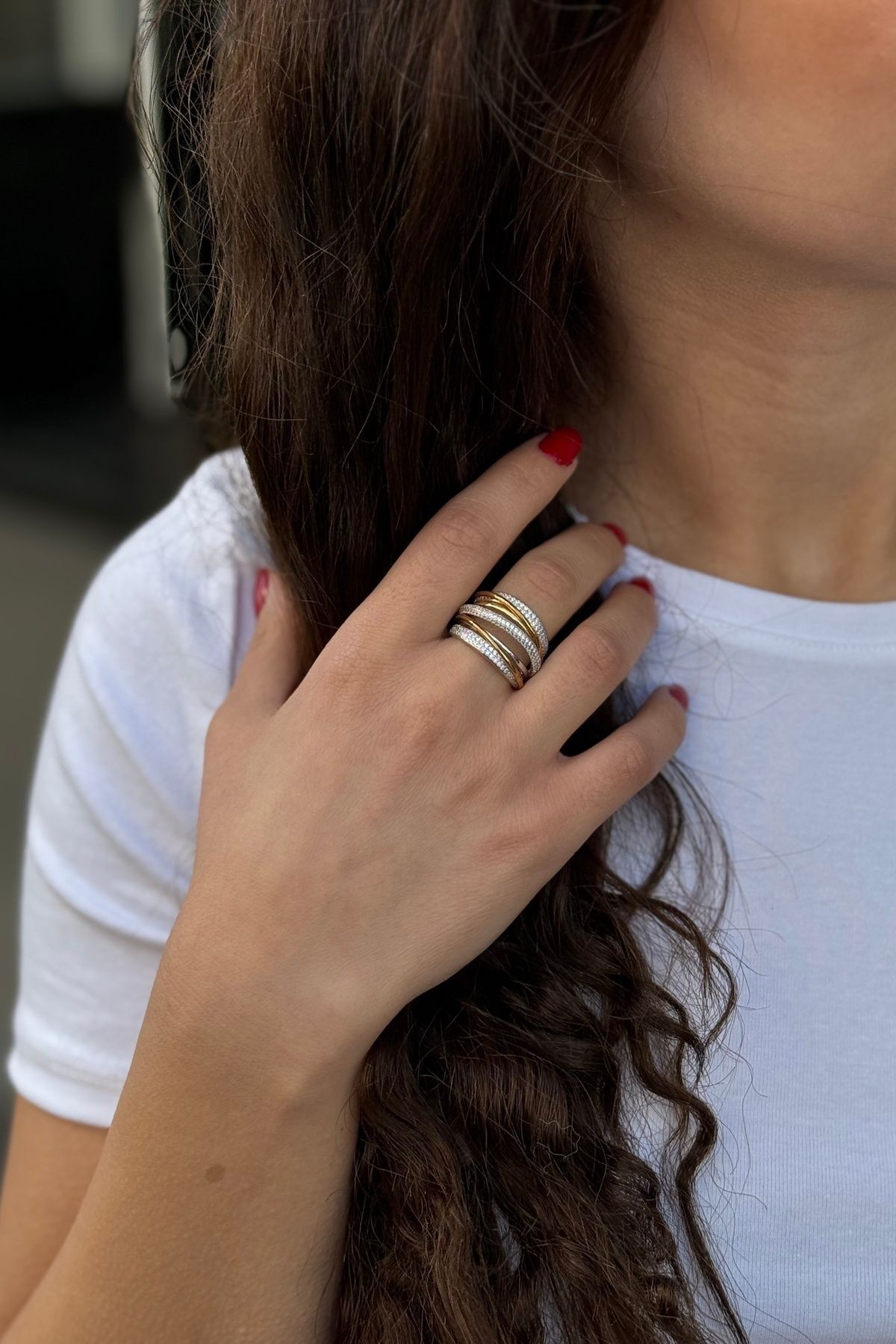 925 AYAR PIRLANTA GÖRÜNÜMLÜ İTALYAN GÜMÜŞ SARMAL YÜZÜK 16