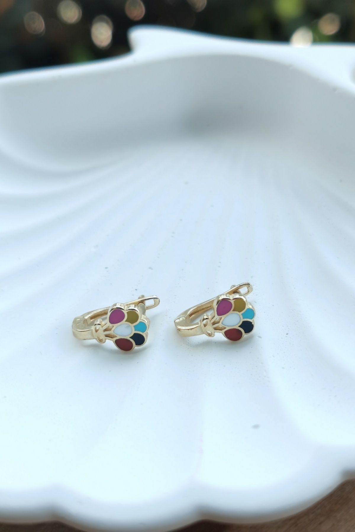 14 AYAR MİNELİ BALON J KİLİT ALTIN ÇOCUK KÜPESİ