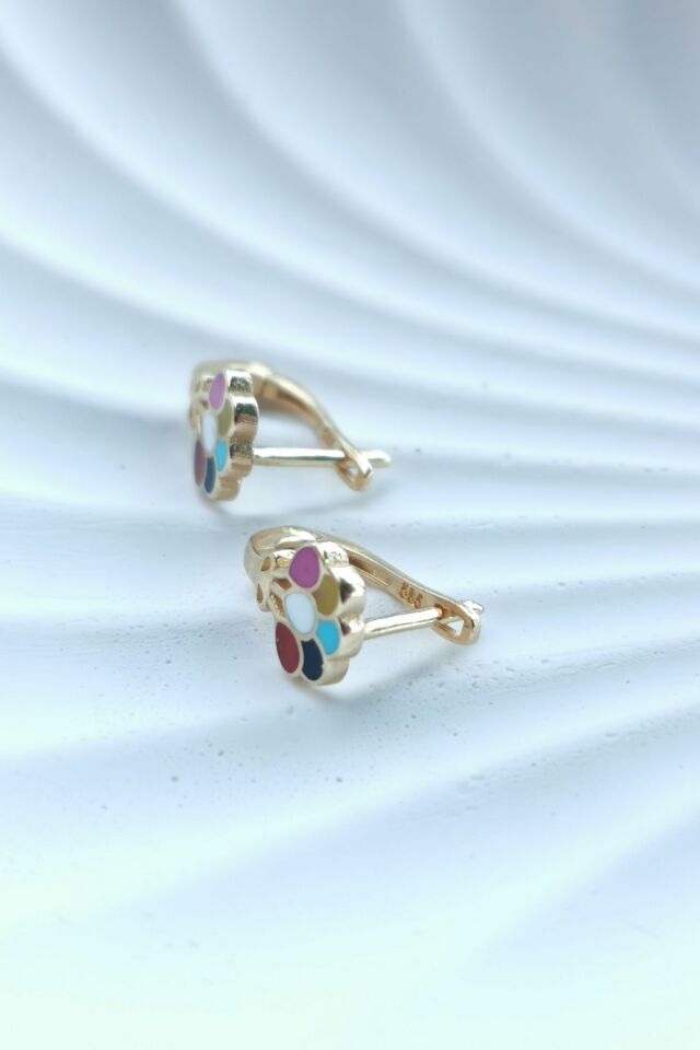 14 AYAR MİNELİ BALON J KİLİT ALTIN ÇOCUK KÜPESİ