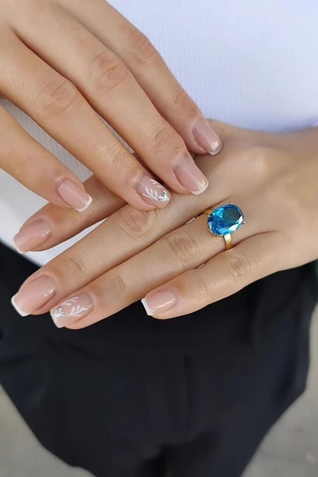 14 AYAR BLUE TOPAZ KRİSTAL TAŞLI ALTIN YÜZÜK