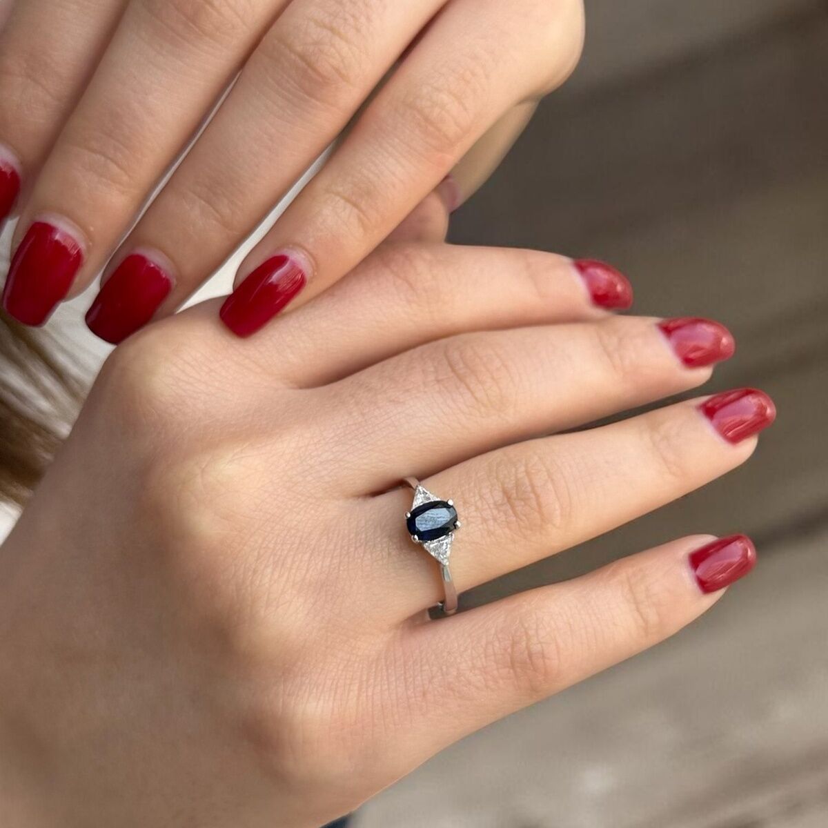 18 AYAR 1,01 CT SAFİR TAŞLI, 0,25 CT PIRLANTA TAŞLI YÜZÜK