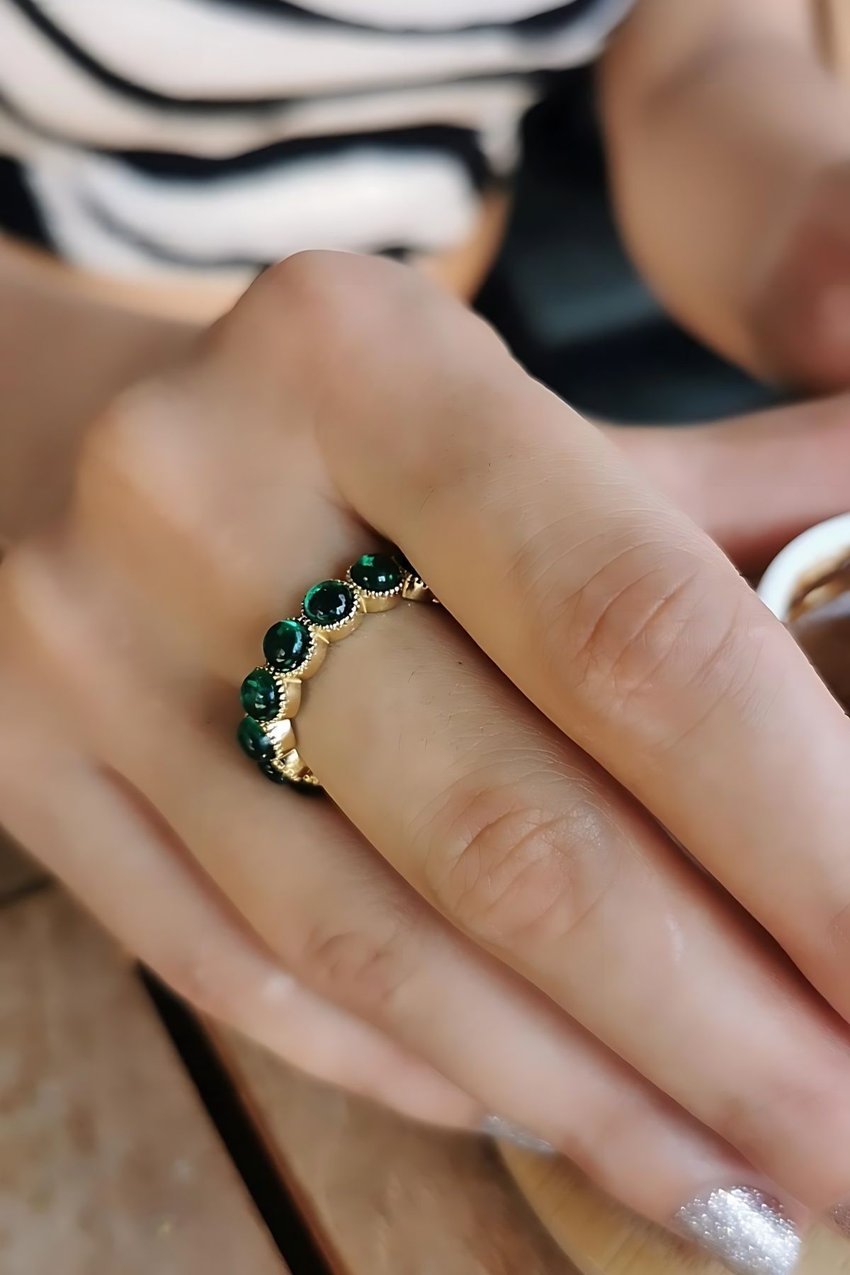 14 AYAR ÖZEL TASARIM YEŞİL TAŞLI TAMTUR