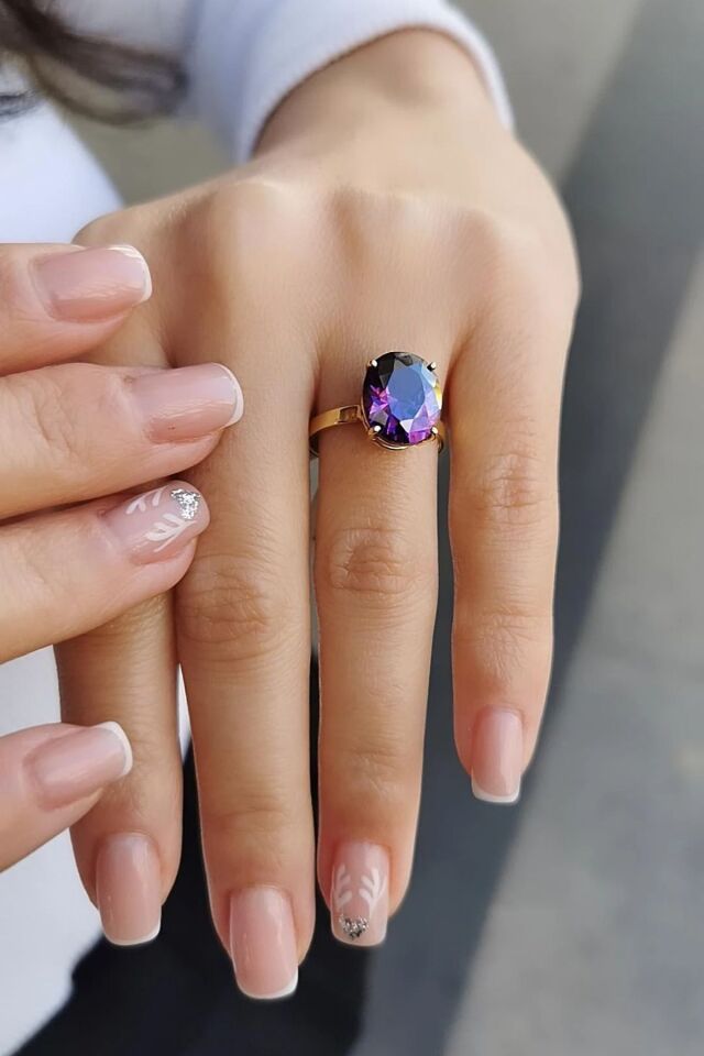 14 AYAR KRİSTAL AMETİST TAŞLI ALTIN YÜZÜK 16