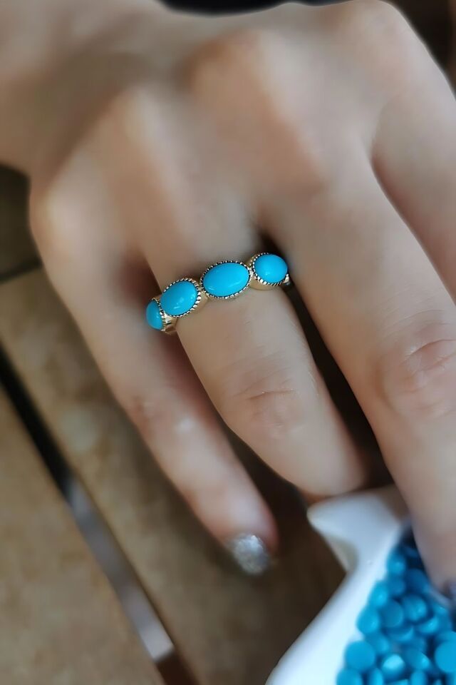14 AYAR OVAL FİRUZE TAŞLI TAMTUR