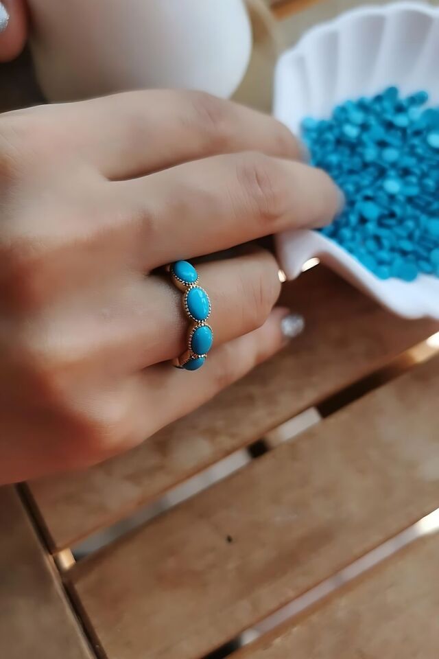 14 AYAR OVAL FİRUZE TAŞLI TAMTUR