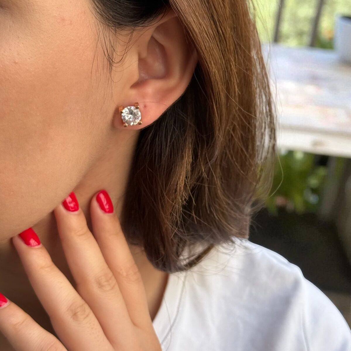 925 AYAR ROSE RENGİ İTALYAN TEKTAŞ KÜPE