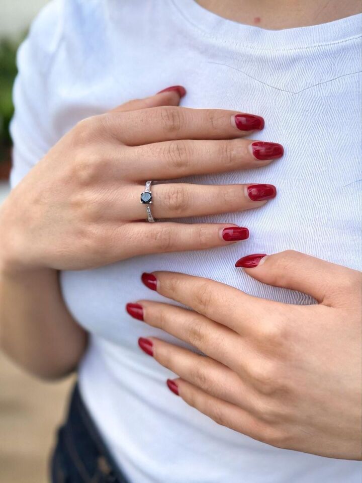 14 Ayar Siyah Pırlanta Taşlı Pırlanta Yüzük 13