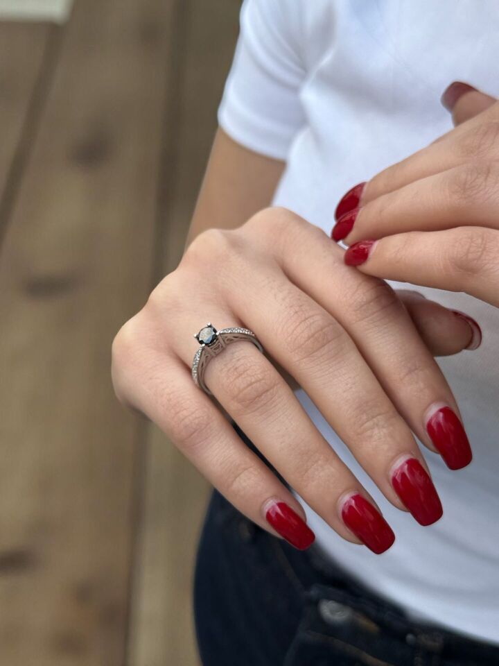 14 Ayar Siyah Pırlanta Taşlı Pırlanta Yüzük 16